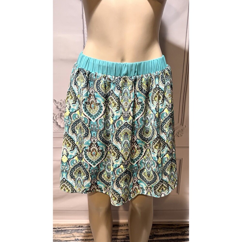 G by Giuliana rancic Orange Paisley hi/low skirt Size S Elastic Gathered